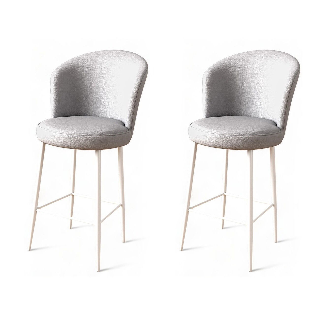 Set scaun de bar (2 bucăți), Charlotte, Uras, Metal, Gri/Alb