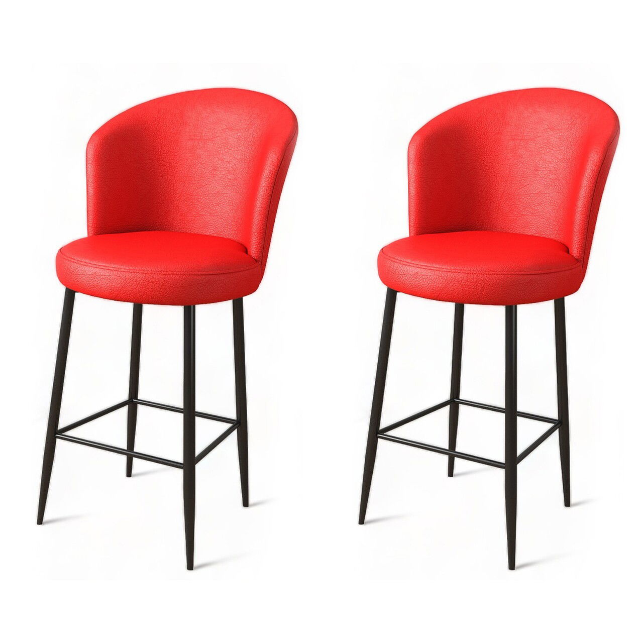 Set scaun de bar (2 bucăți), Charlotte, Uras, Metal, Roșu/Negru