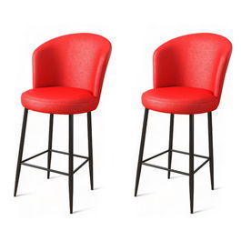Set scaun de bar (2 bucăți), Charlotte, Uras, Metal, Roșu/Negru