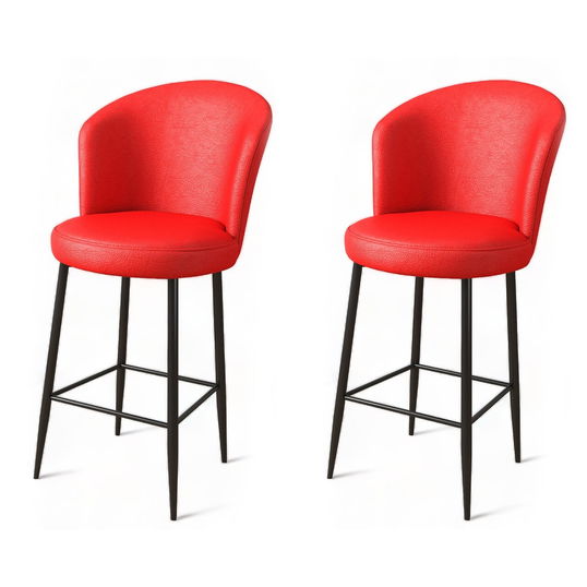Set scaun de bar (2 bucăți), Charlotte, Uras, Metal, Roșu/Negru