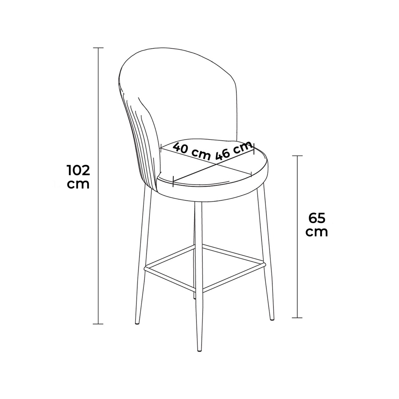 Set scaune de bar 4 piese, Charlotte, Alte, Metal, Antracit/Alb