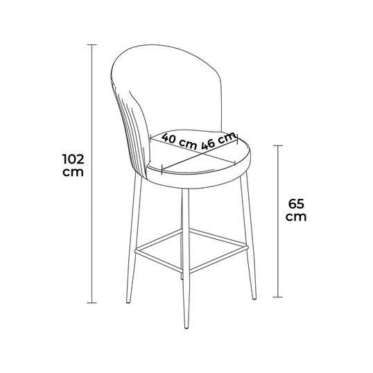 Set scaune de bar 4 piese, Charlotte, Alte, Metal, Antracit/Alb