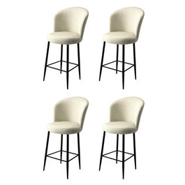 Set scaune de bar 4 piese, Charlotte, Alte, Metal, Crem/Negru