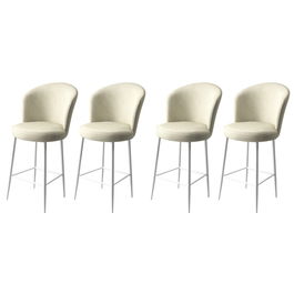 Set scaune de bar 4 piese, Charlotte, Alte, Metal, Crem/Alb