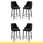 Set scaune de bar 4 piese, Charlotte, Enox, Metal, Negru