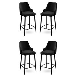 Set scaune de bar 4 piese, Charlotte, Enox, Metal, Negru