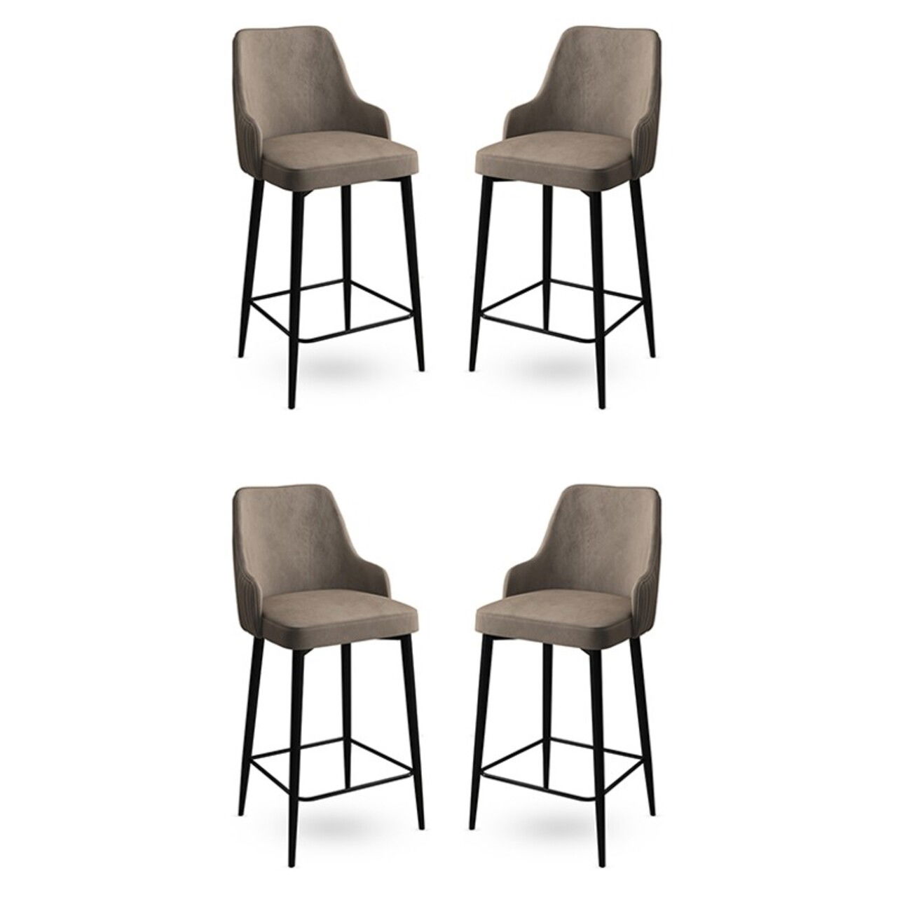 Set scaune de bar 4 piese, Charlotte, Enox, Metal, Cappuccino / Negru