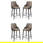 Set scaune de bar 4 piese, Charlotte, Enox, Metal, Cappuccino / Negru