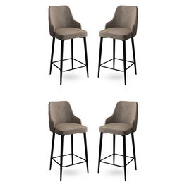 Set scaune de bar 4 piese, Charlotte, Enox, Metal, Cappuccino / Negru