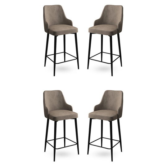 Set scaune de bar 4 piese, Charlotte, Enox, Metal, Cappuccino / Negru