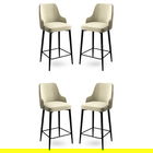 Set scaune de bar 4 piese, Charlotte, Enox, Metal, Crem/Negru
