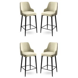 Set scaune de bar 4 piese, Charlotte, Enox, Metal, Crem/Negru