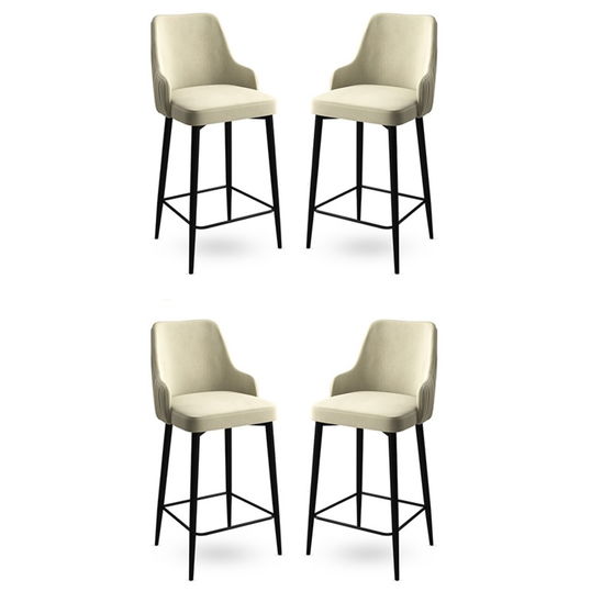 Set scaune de bar 4 piese, Charlotte, Enox, Metal, Crem/Negru