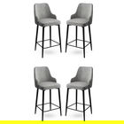 Set scaune de bar 4 piese, Charlotte, Enox, Metal, Gri/Negru