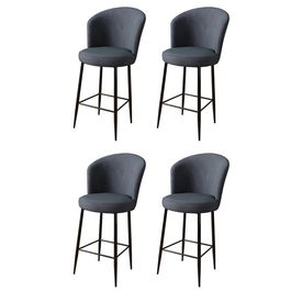 Set scaune de bar 4 piese, Charlotte, Fora, Metal, Antracit / Negru