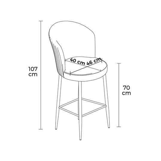 Set scaune de bar 4 piese, Charlotte, Fora, Metal, Antracit/Alb