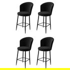 Set scaune de bar 4 piese, Charlotte, Fora, Metal, Negru