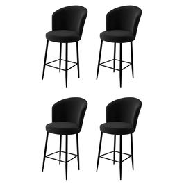 Set scaune de bar 4 piese, Charlotte, Fora, Metal, Negru