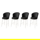 Set scaune de bar 4 piese, Charlotte, Fora, Metal, Alb/Negru