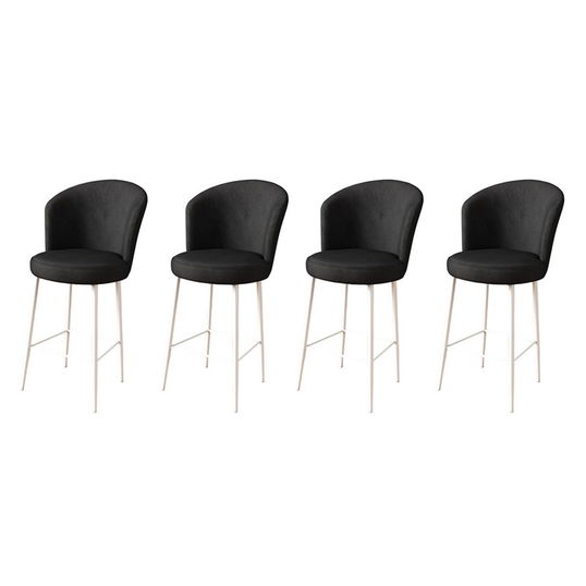 Set scaune de bar 4 piese, Charlotte, Fora, Metal, Alb/Negru