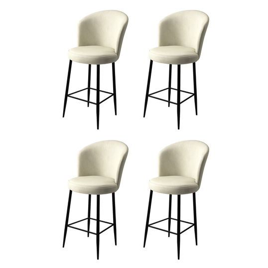 Set scaune de bar 4 piese, Charlotte, Fora, Metal, Crem/Negru