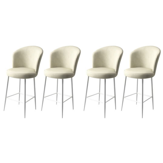 Set scaune de bar 4 piese, Charlotte, Fora, Metal, Crem/Alb