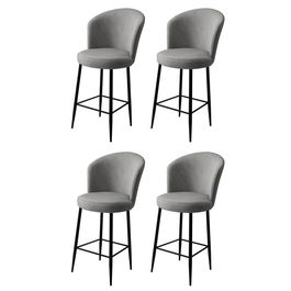 Set scaune de bar 4 piese, Charlotte, Fora, Metal, Gri/Negru