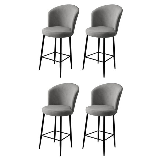 Set scaune de bar 4 piese, Charlotte, Fora, Metal, Gri/Negru