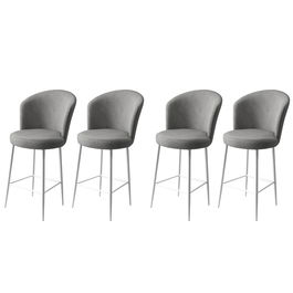 Set scaune de bar 4 piese, Charlotte, Fora, Metal, Gri/Alb