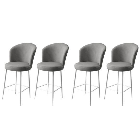 Set scaune de bar 4 piese, Charlotte, Fora, Metal, Gri/Alb