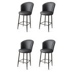 Set scaune de bar 4 piese, Charlotte, Uras, Metal, Antracit / Negru