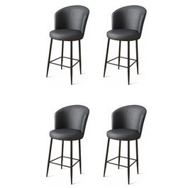 Set scaune de bar 4 piese, Charlotte, Uras, Metal, Antracit / Negru
