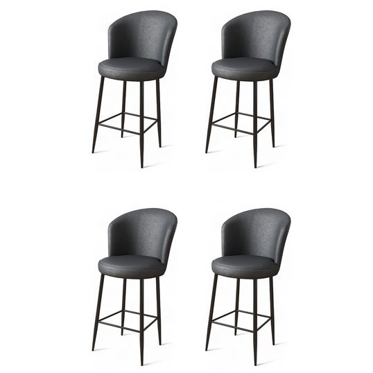 Set scaune de bar 4 piese, Charlotte, Uras, Metal, Antracit / Negru