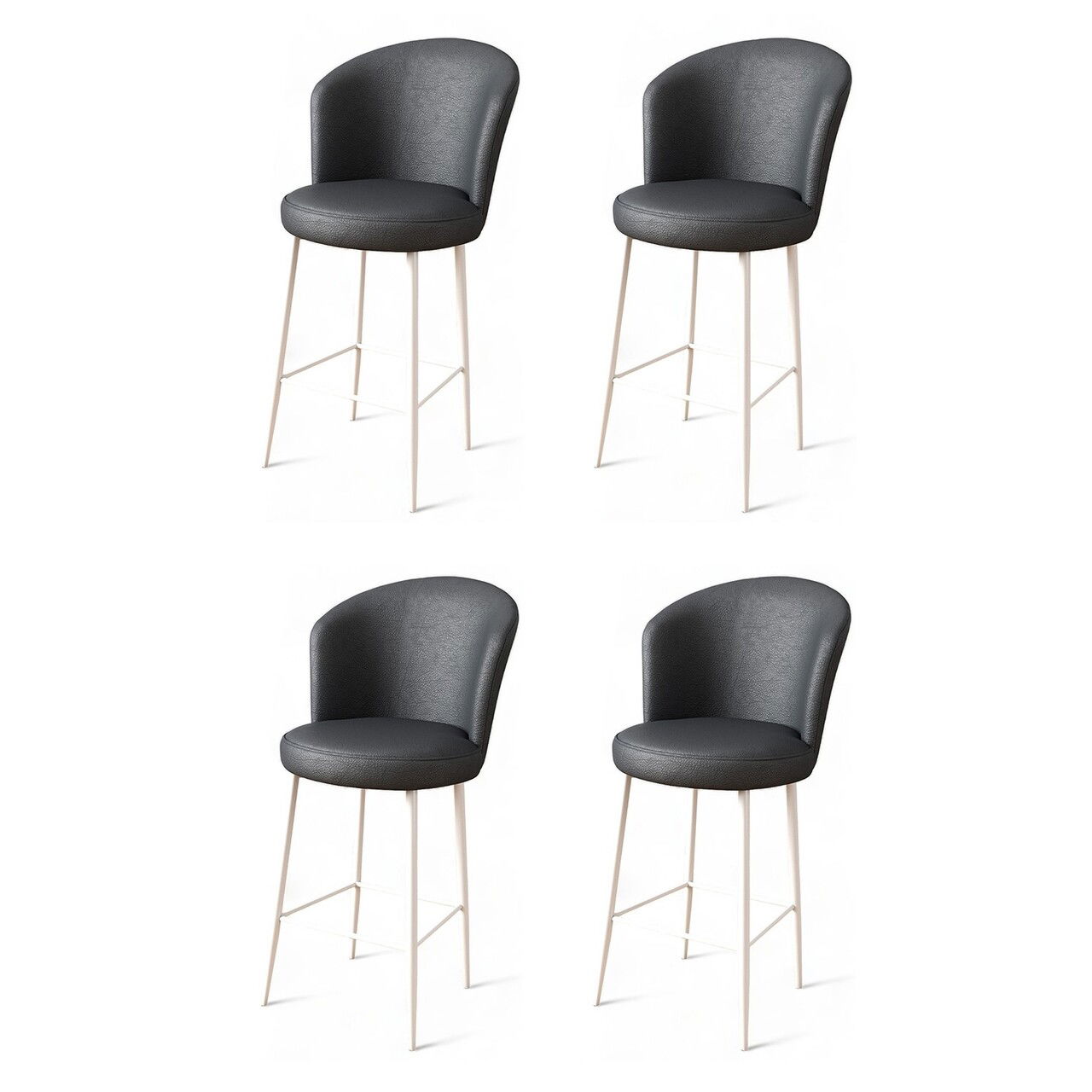 Set scaune de bar 4 piese, Charlotte, Uras, Metal, Antracit/Alb