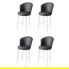Set scaune de bar 4 piese, Charlotte, Uras, Metal, Antracit/Alb