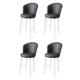 Set scaune de bar 4 piese, Charlotte, Uras, Metal, Antracit/Alb