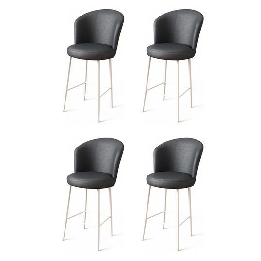 Set scaune de bar 4 piese, Charlotte, Uras, Metal, Antracit/Alb