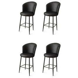 Set scaune de bar 4 piese, Charlotte, Uras, Metal, Negru