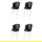 Set scaune de bar 4 piese, Charlotte, Uras, Metal, Alb/Negru