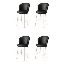 Set scaune de bar 4 piese, Charlotte, Uras, Metal, Alb/Negru