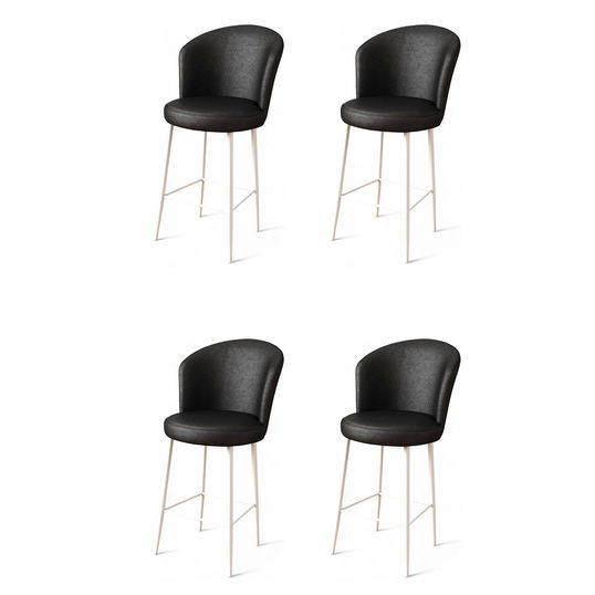 Set scaune de bar 4 piese, Charlotte, Uras, Metal, Alb/Negru