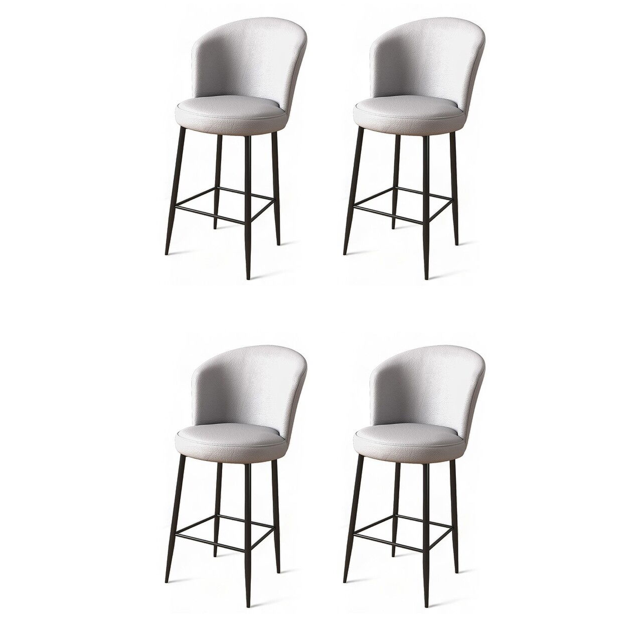 Set scaune de bar 4 piese, Charlotte, Uras, Metal, Gri/Negru