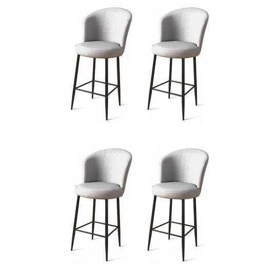 Set scaune de bar 4 piese, Charlotte, Uras, Metal, Gri/Negru