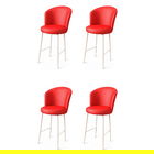 Set scaune de bar 4 piese, Charlotte, Uras, Metal, Rosu/Alb