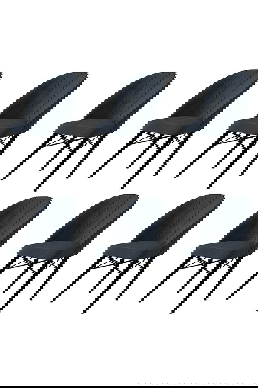 Set scaune 6 piese, Charlotte, Ritim, Metal, Antracit / Negru