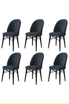 Set scaune 6 piese, Charlotte, Ritim, Metal, Antracit / Negru