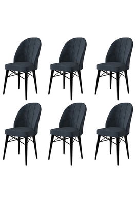 Set scaune 6 piese, Charlotte, Ritim, Metal, Antracit / Negru