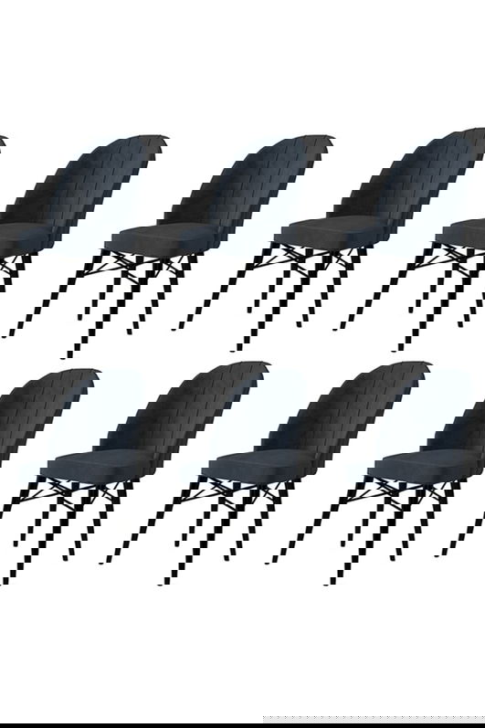 Set scaune 6 piese, Charlotte, Ritim, Metal, Antracit / Negru