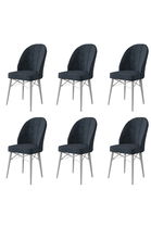 Set scaune 6 piese, Charlotte, Ritim, Metal, Antracit/Alb