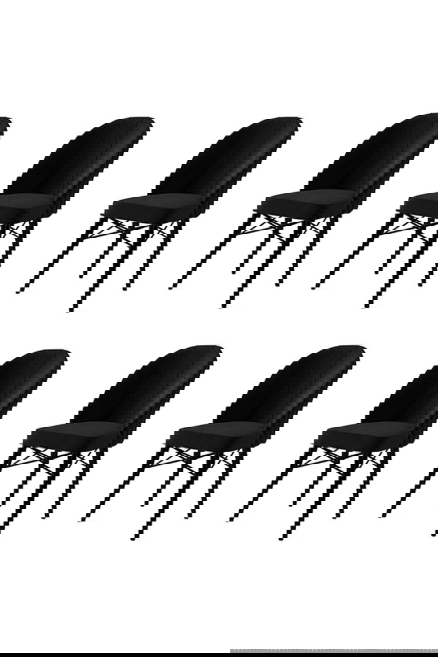 Set scaune 6 piese, Charlotte, Ritim, Metal, Negru